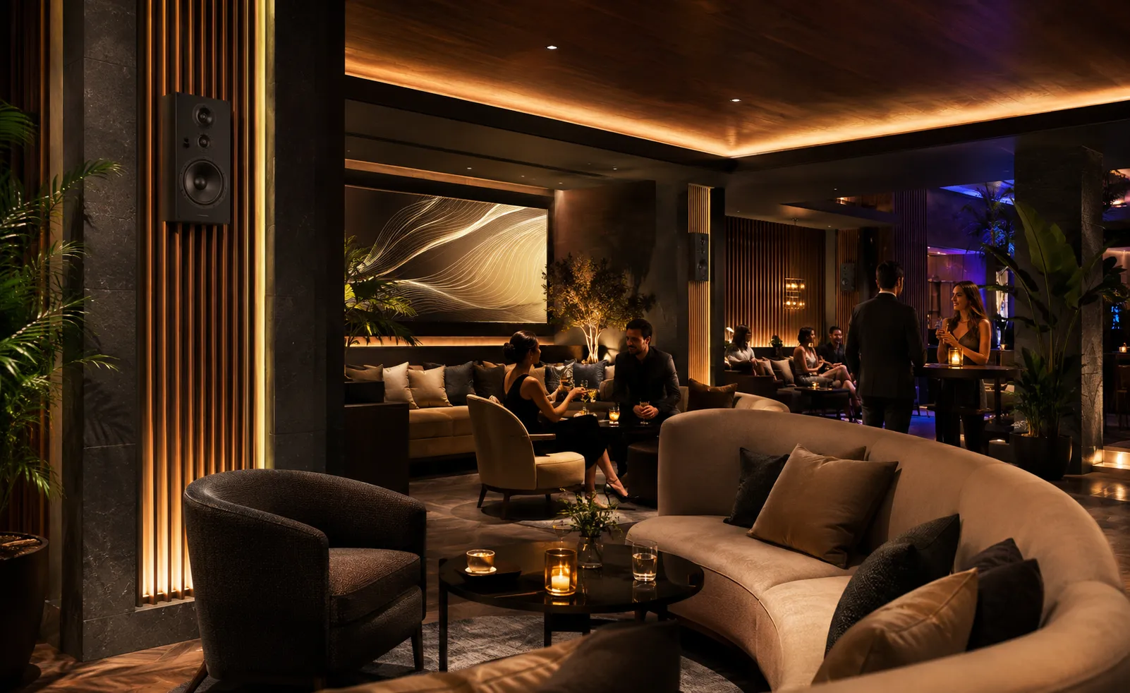 Salón de eventos de hotel con audio, video y microfonía profesional
